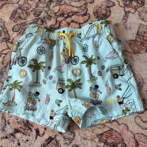 Kids Tropical Print Swim Trunks
